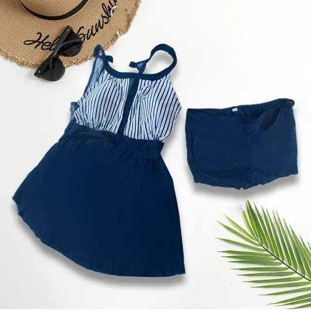 New Style Women's Slim Backless Skirt Swimsuit Blue Bar - Shop at LoveMi