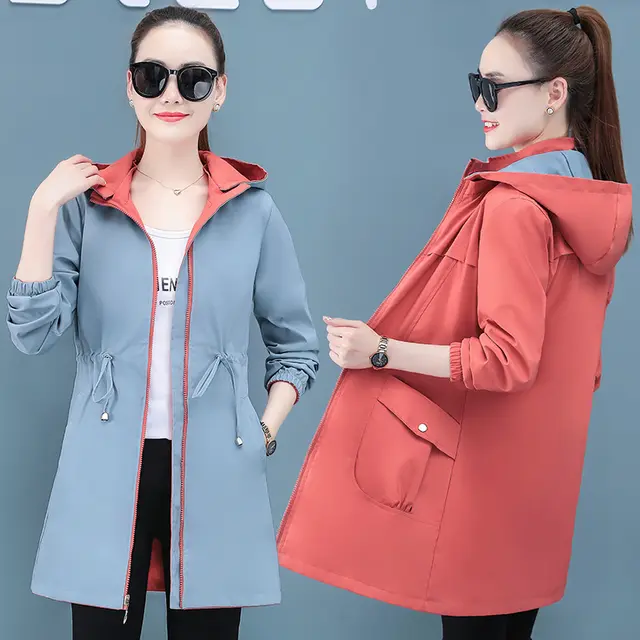 Women's Reversible Mid length Spring And Autumn Coat Double Sided Brick Red - Shop at LoveMi