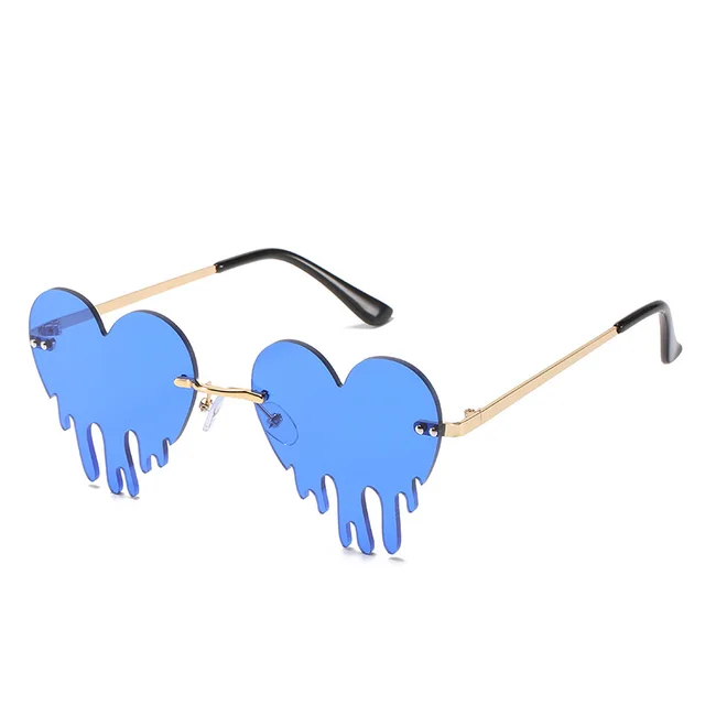 Women's Personality Rimless Love Tears Sunglasses Dark Blue - Shop at LoveMi