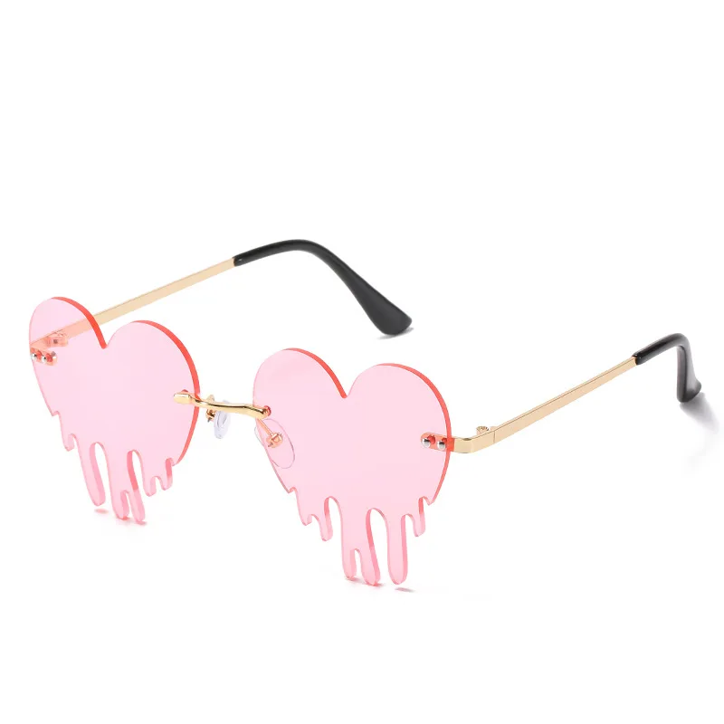 Women's Personality Rimless Love Tears Sunglasses - Pink