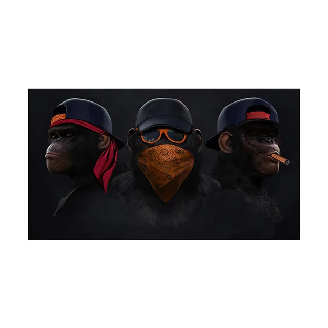 3 Monkeys Poster Cool Graffiti Street Art Canvas Painting Wall Art Living Room Home Decor 12Color - Shop at LoveMi