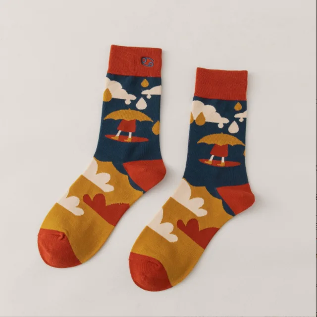 12Constellations Embroidered Socks Autumn And Winter Sk80048 - Shop at LoveMi