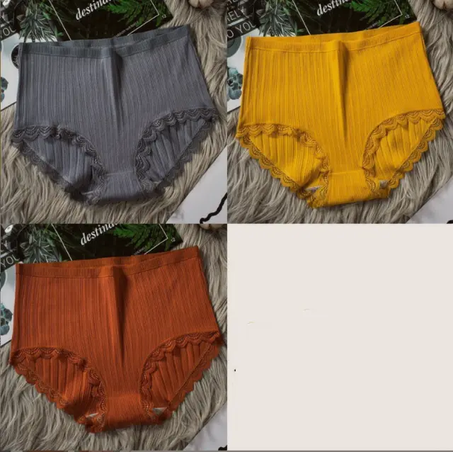 Women High Waist Breathable Cotton Underwear Dark Grey Turmeric Brown - Shop at LoveMi