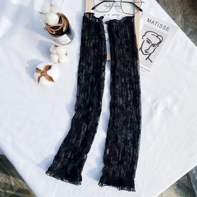 Women's Summer Thin UV Protection Lace Sunscreen Sleeves Black - Shop at LoveMi