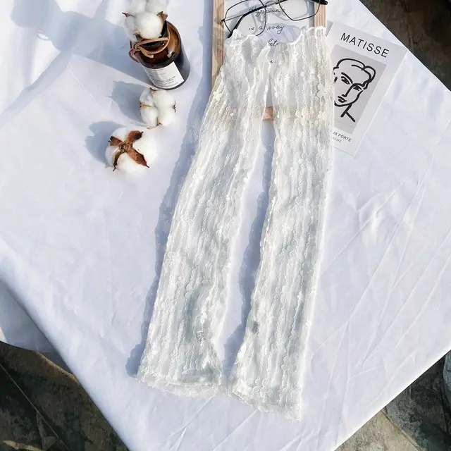 Women's Summer Thin UV Protection Lace Sunscreen Sleeves White - Shop at LoveMi