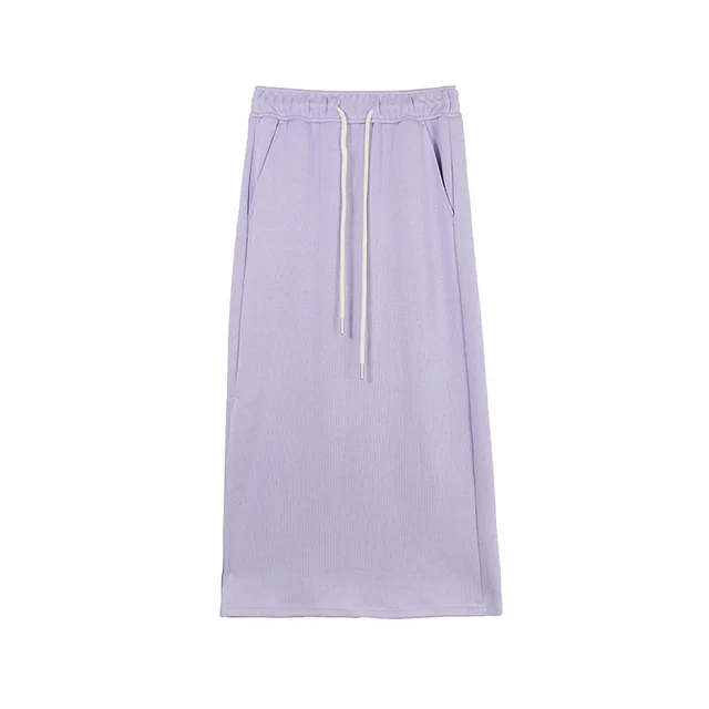 Drawstring Loose Waist With Slit At Hem Purple - Shop at LoveMi