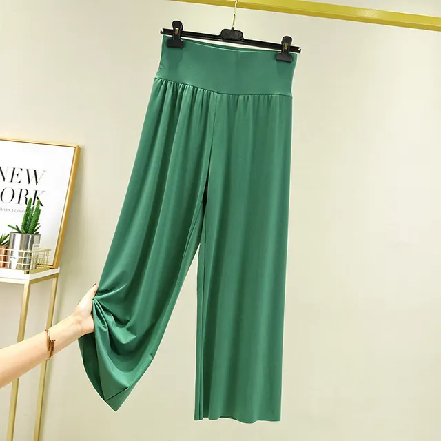 Ladies High Waist Loose Thin Casual Throw Pants Green - Shop at LoveMi