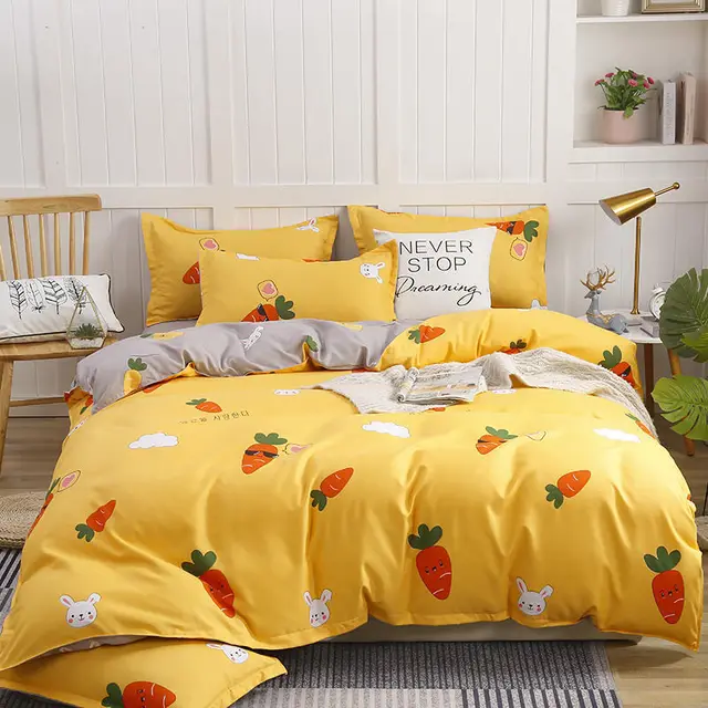 Simple Cotton Sanding Four piece Set Thickening Small Bed Quilt Cover K - Shop at LoveMi