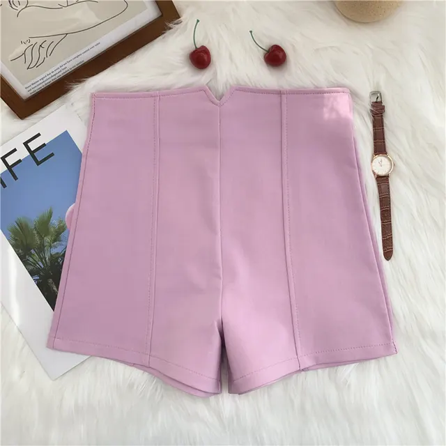 Women's A line Wide Leg Shorts Ins High Waist Slim Casual Pink - Shop at LoveMi