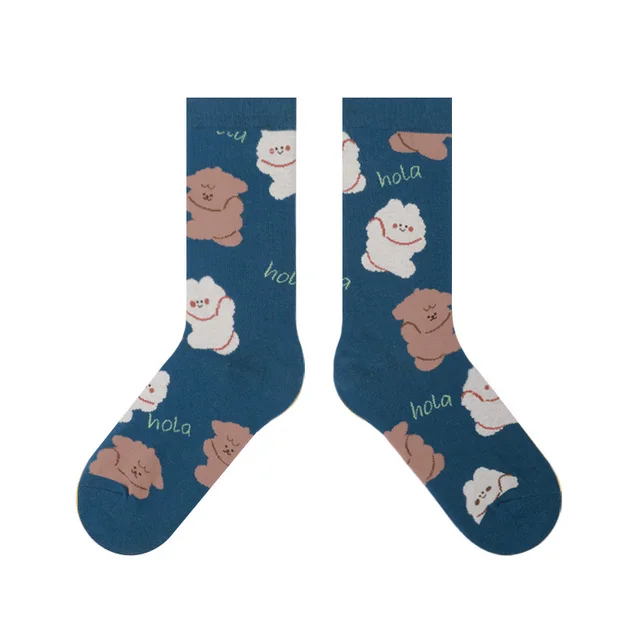 Animal Head Cute Korean Illustration Wind Socks Blue - Shop at LoveMi