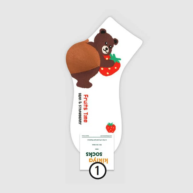Combed Cotton Heel Small Animal Model Short Tube Girls Cotton Socks 1White Bear - Shop at LoveMi