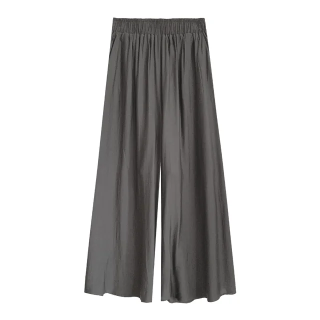 High Waist Wide Leg Pants Korean Style Casual Loose Solid Color Versatile Grey - Shop at LoveMi