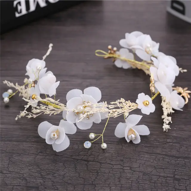Wedding Headdress Full Of Gypsophila Dried Flowers Forest Hair Accessories White - Shop at LoveMi