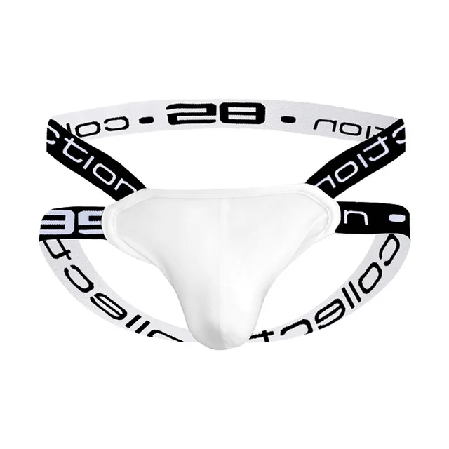 Men's Underwear Low Waist U Convex Tight Cotton Double Ding Hip Lift Thong White - Shop at LoveMi