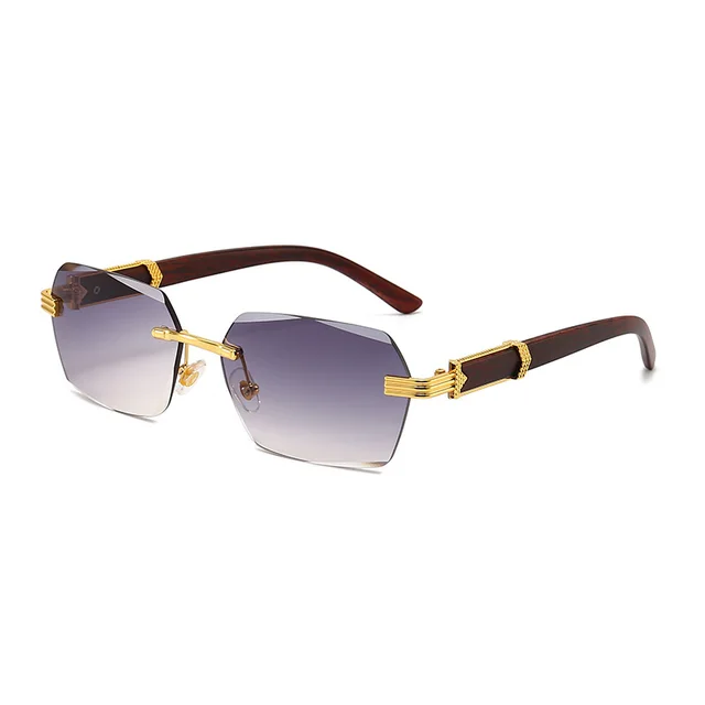 Men's Clear Rimless Sunglasses With Diamond Cut Edges Grey - Shop at LoveMi