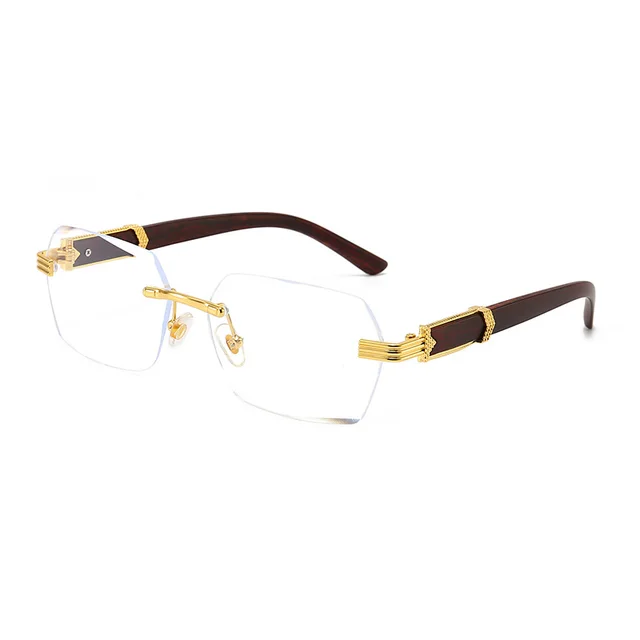 Men's Clear Rimless Sunglasses With Diamond Cut Edges White - Shop at LoveMi