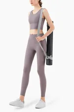 High Waist Slim Nude Sports Fitness Pants - Moon Rock Color