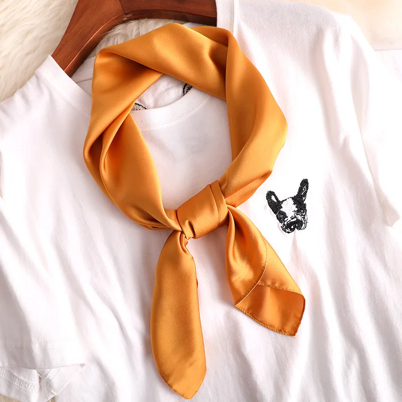 Women's Decorative Spring And Autumn All match Solid Color Thin Silk Scarf Orange - Shop at LoveMi
