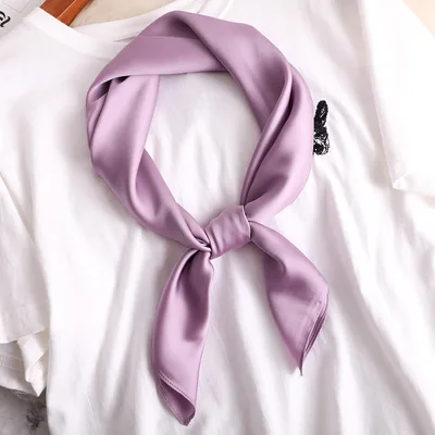 Women's Decorative Spring And Autumn All match Solid Color Thin Silk Scarf Purple - Shop at LoveMi