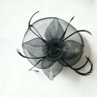 Flower Mesh Hair Accessories Bridal Stage Performance - Black