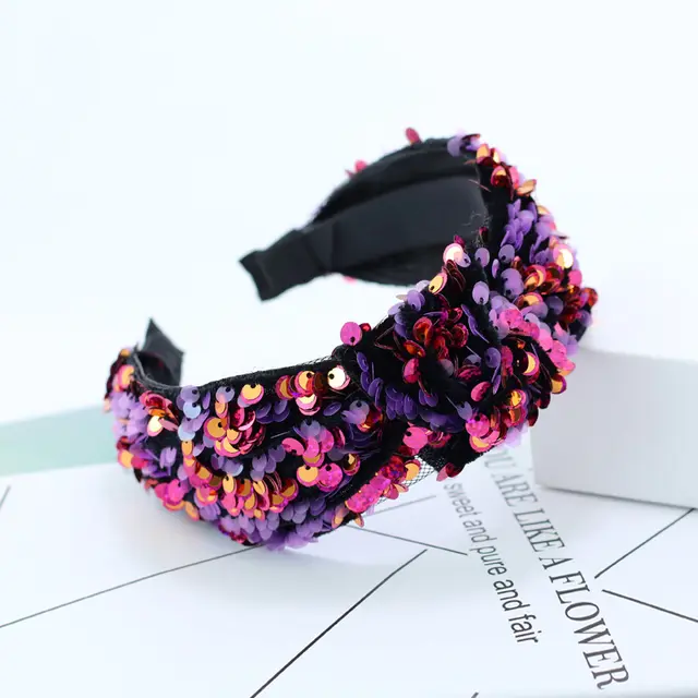 Hair Color Super Glitter Cross Knot Headband Purple - Shop at LoveMi