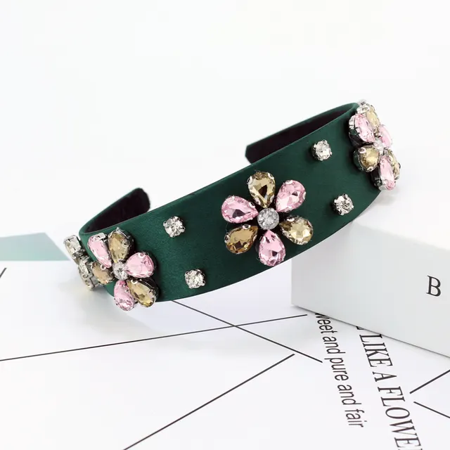 Super Full Drill Headband Day Edge Rhinestones Green - Shop at LoveMi