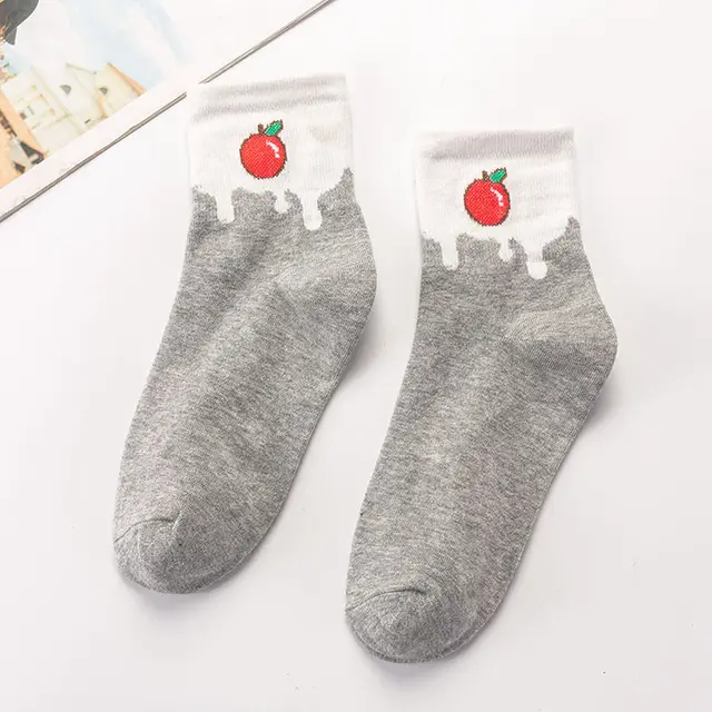 Women's Japanese Cartoon Color Matching Fruit Cotton Socks Apple - Shop at LoveMi