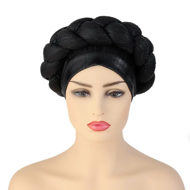 Beauty Strip Hot Drill Thick Braid Hat Black - Shop at LoveMi