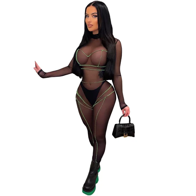 Nightclub See through Mesh Jumpsuit Black - Shop at LoveMi