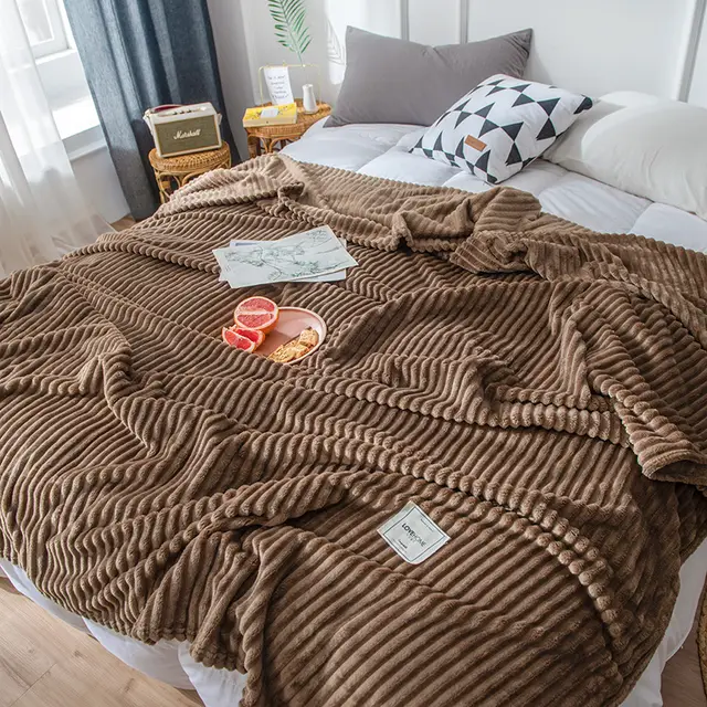 Summer Coral Fleece Blanket Thin Spring And Autumn Flannel Blanket Elite Coffee - Shop at LoveMi