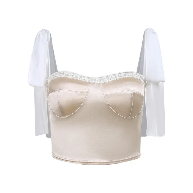 Small Perfume Lace Chest Strap Vest Strap Apricot - Shop at LoveMi