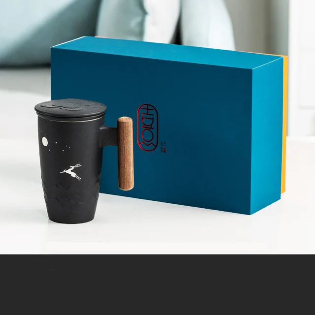 Frosted Ceramicfor Office Tea Water Separation Cup With Lid Blue High - Shop at LoveMi