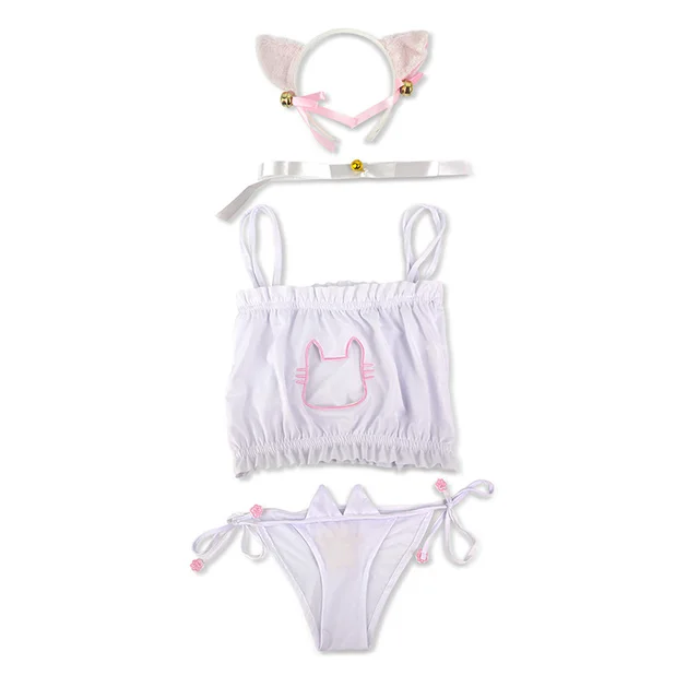 Cat Suit Underwear Cute Cutout Chest White - Shop at LoveMi