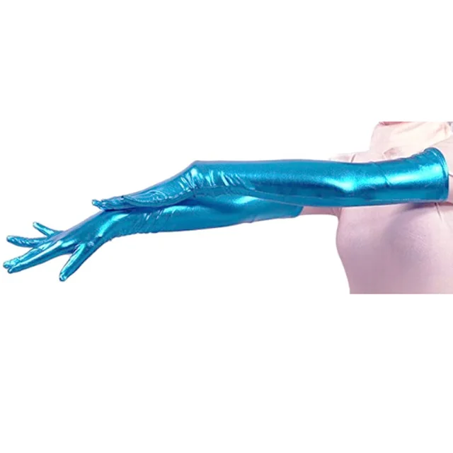 Stage Performance Prom Rubberized Tight Gloves Blue - Shop at LoveMi