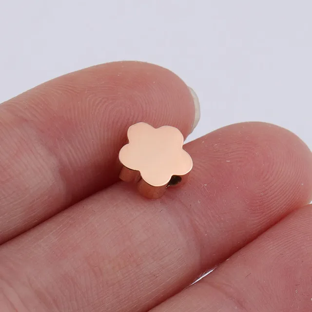 Stainless Steel Floral Eyelet Bead Ornament Accessories Rose Gold - Shop at LoveMi