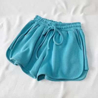 Women's Solid Color Wide Leg Loose And Slim Sports Shorts Blue - Shop at LoveMi