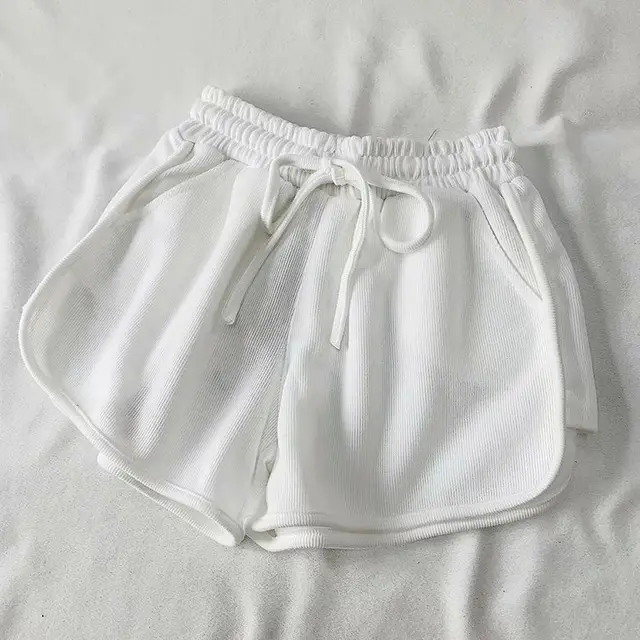 Women's Solid Color Wide Leg Loose And Slim Sports Shorts White - Shop at LoveMi