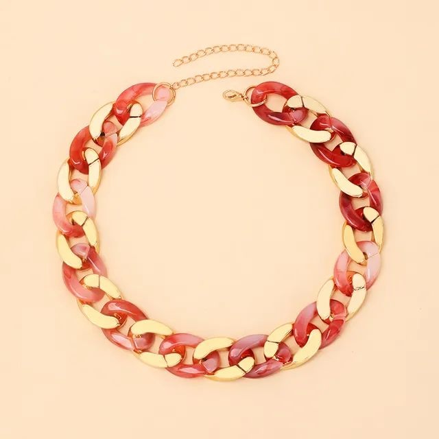 Cold Wind Resin Stitching Necklace New Product Accessories Stacked Clavicle Chain Red - Shop at LoveMi