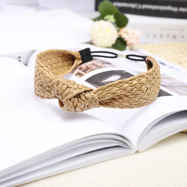 Raffia Hand woven Fabric Wide Headband Hairband Literary Hair Accessories - Shop at LoveMi