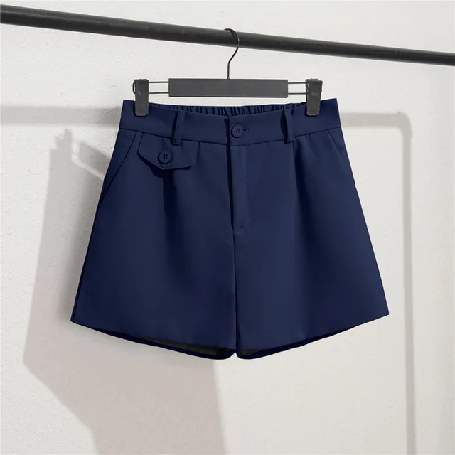 High Waist A line Wide Leg Pants Loose And Slim Navy Blue - Shop at LoveMi