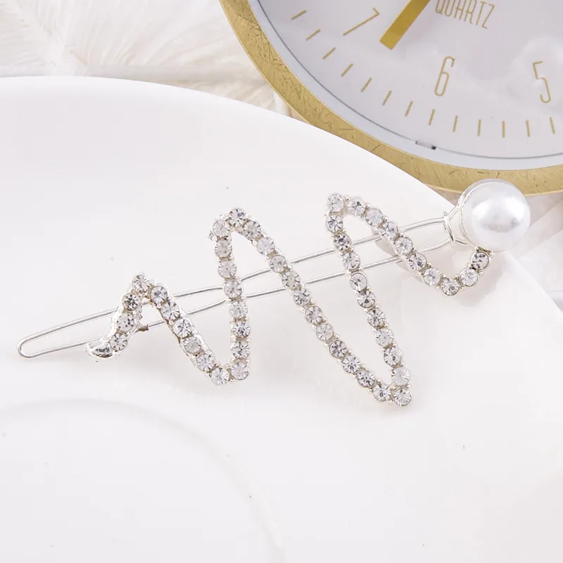 Pearl Word Clip Bangs Clip Hair Accessories - Silver - View 1