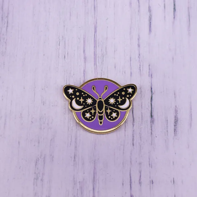 Celestial Butterfly Badge Moon And Star Pin Gold - Shop at LoveMi