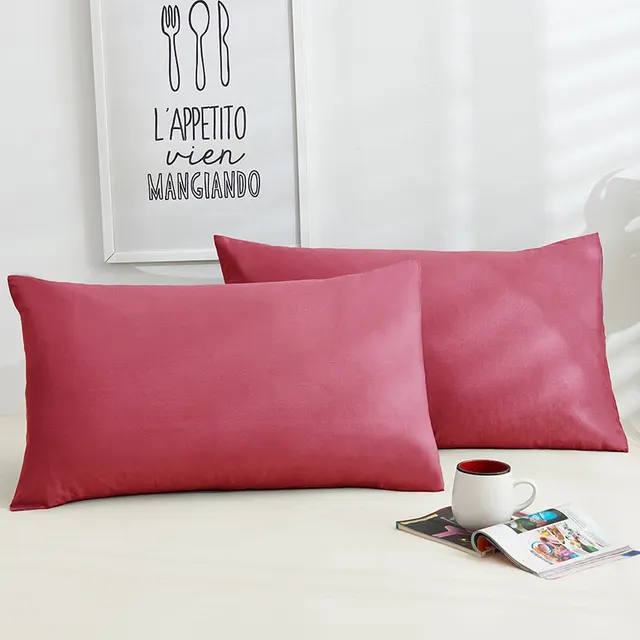 Pure Color Cotton Pillowcases A Pair Of Hotel Hotel Cotton 48X74CM Wine Red - Shop at LoveMi