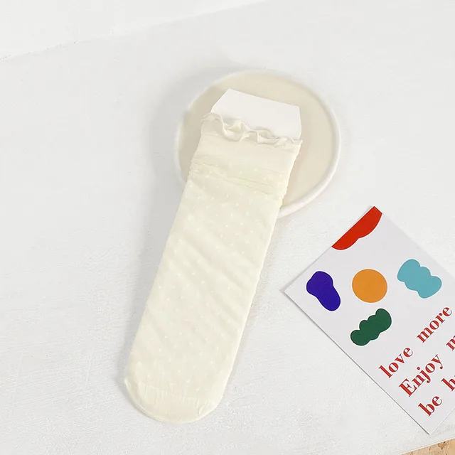 Spring And Autumn Thin Glass Silk Tube Socks Japanese Socks Ins Dot - Shop at LoveMi