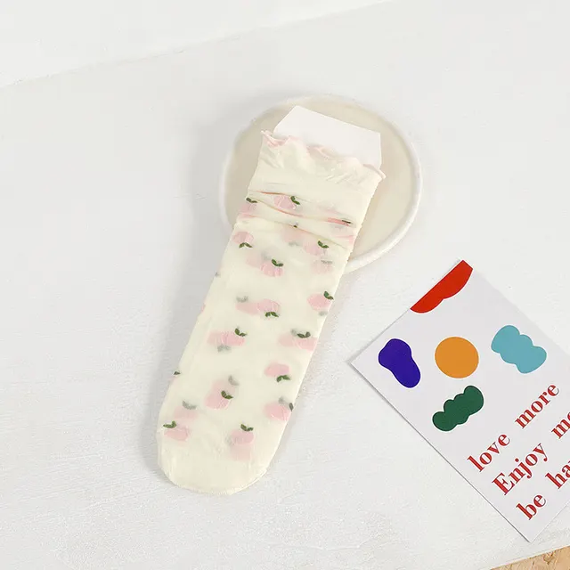 Spring And Autumn Thin Glass Silk Tube Socks Japanese Socks Ins Peach - Shop at LoveMi