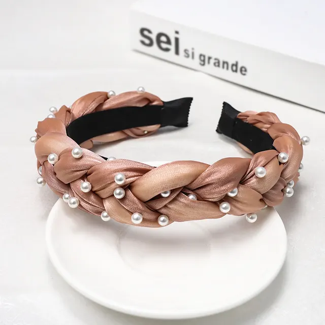 Handmade Twist Headband Net Celebrity Hair Accessories Pink - Shop at LoveMi