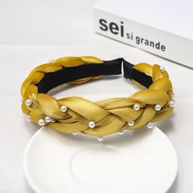 Handmade Twist Headband Net Celebrity Hair Accessories Yellow Twist Fabric - Shop at LoveMi