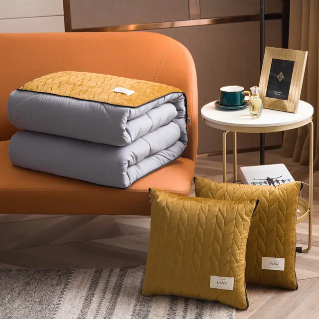 Dual purpose Thickened Car Cushion Air Conditioner Quilt Two in one Champagne Gold - Shop at LoveMi