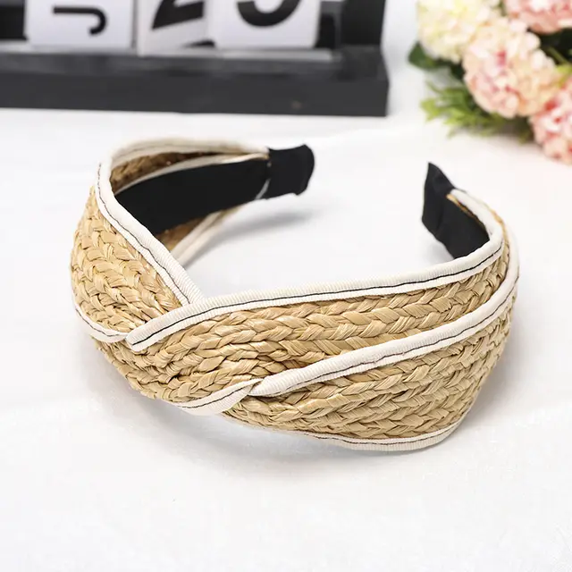 Fashionable Straw Braided Headband Simple Bag White - Shop at LoveMi