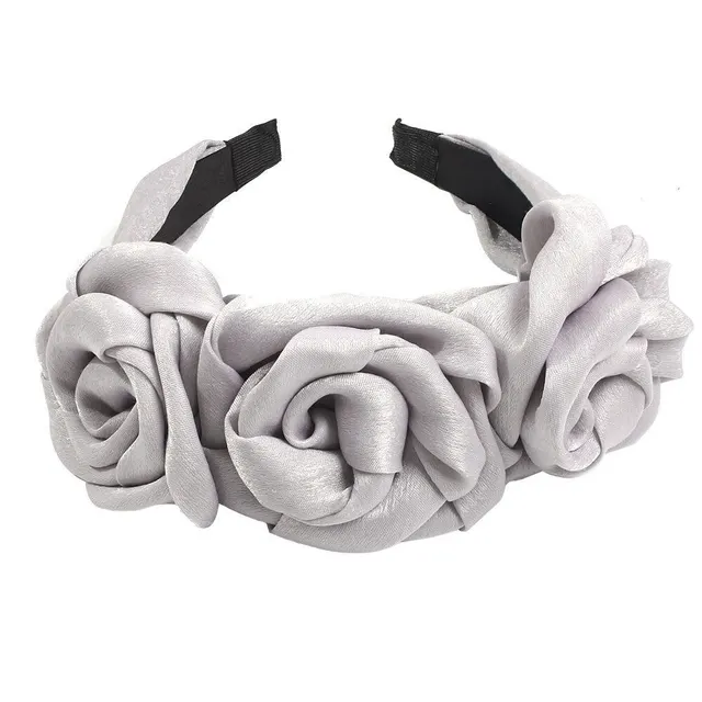 Headdress Solid Color Sweet Three Flowers Big Flowers Grey - Shop at LoveMi